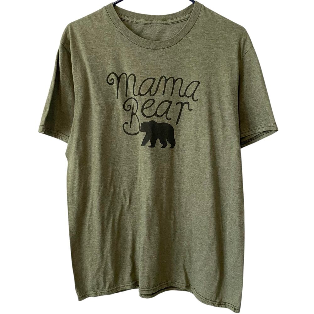 NO BRAND "Mama Bear" Graphic Short Sleeve T Shirt Green Size Large Casual Basic